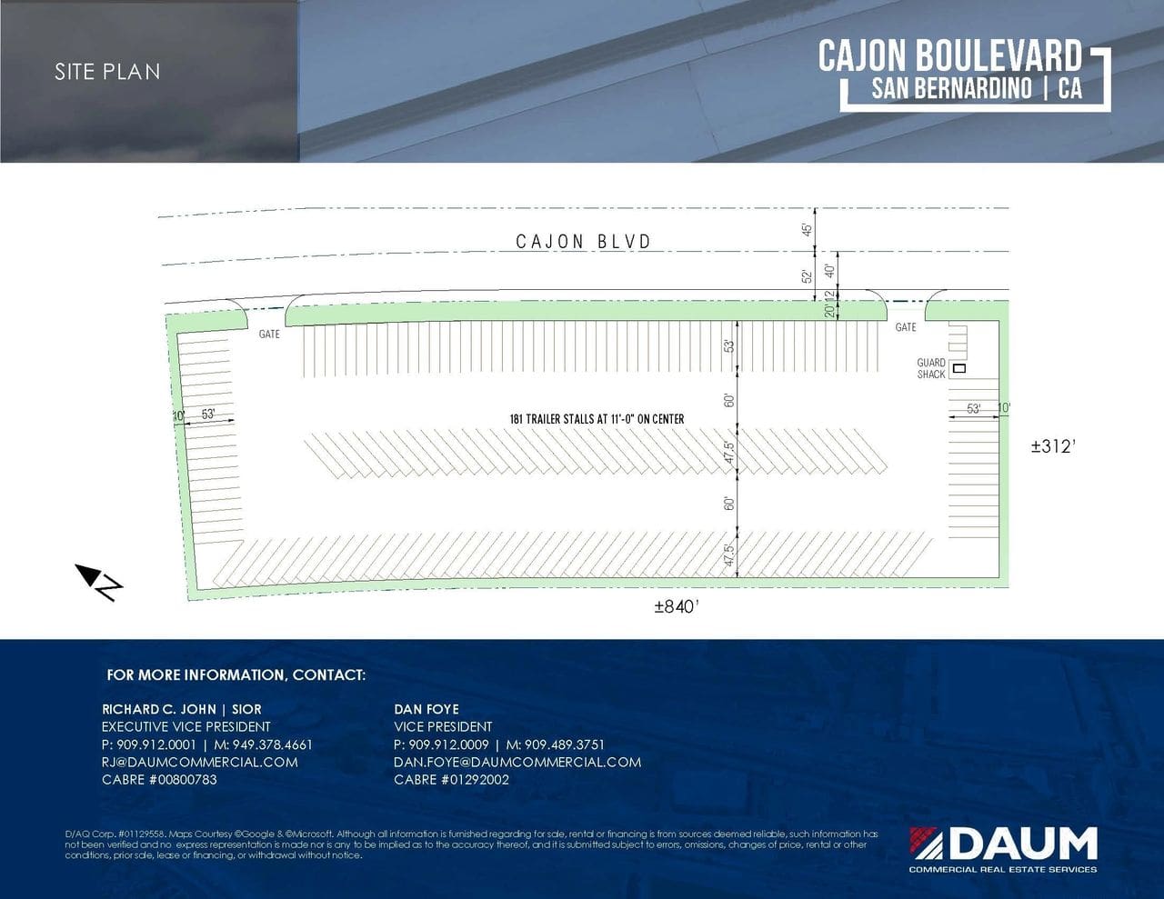 A map of the parking lot for cajon boulevard.