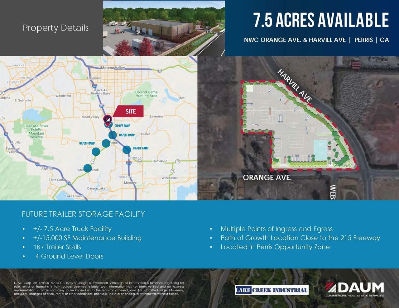 A map of the area with 7. 5 acres available for sale