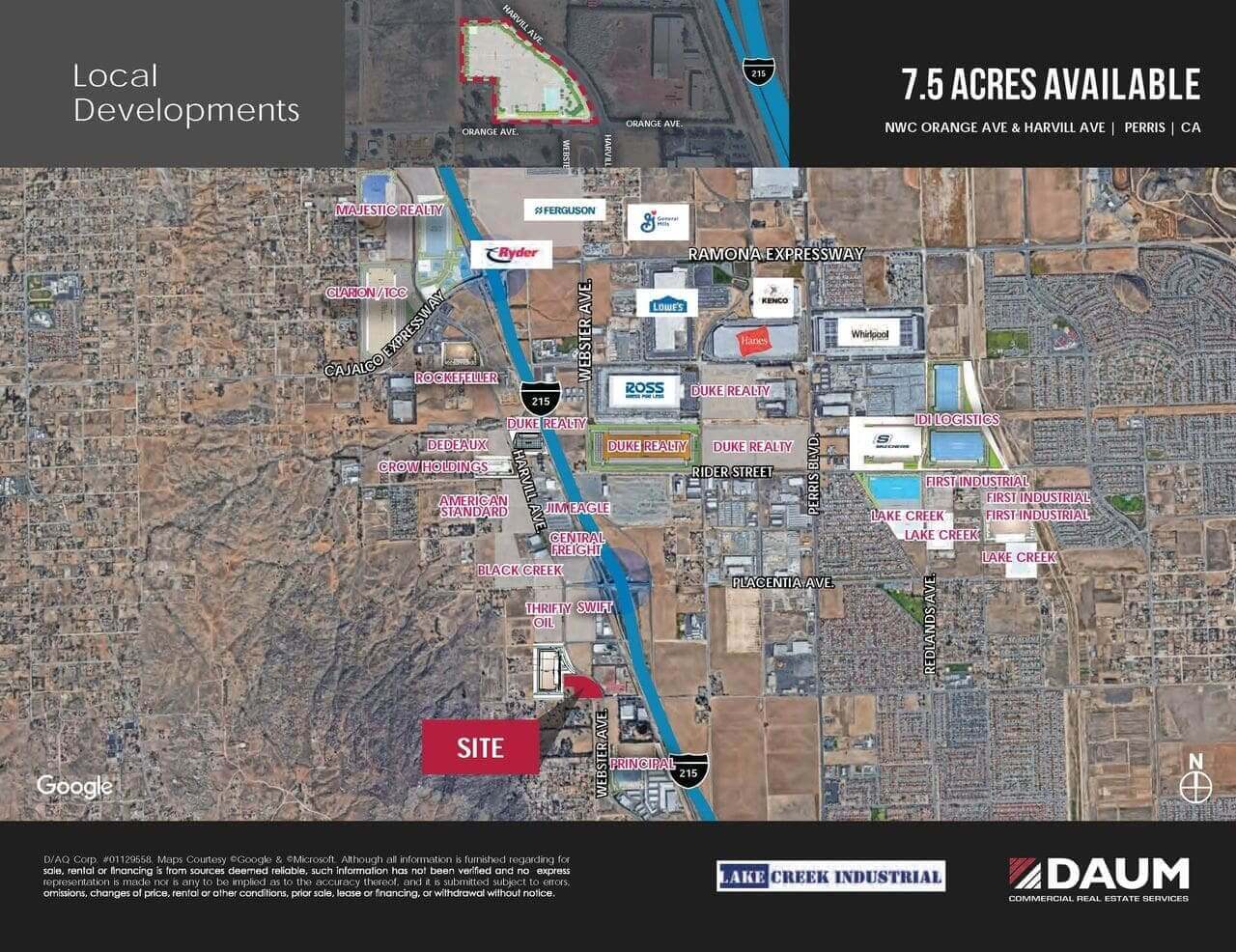 A map of the area with several locations.