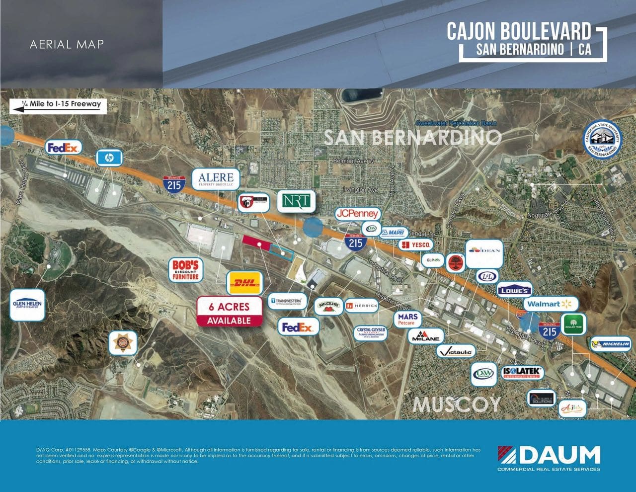 A map of the calon boulevard area in san bernardino county.