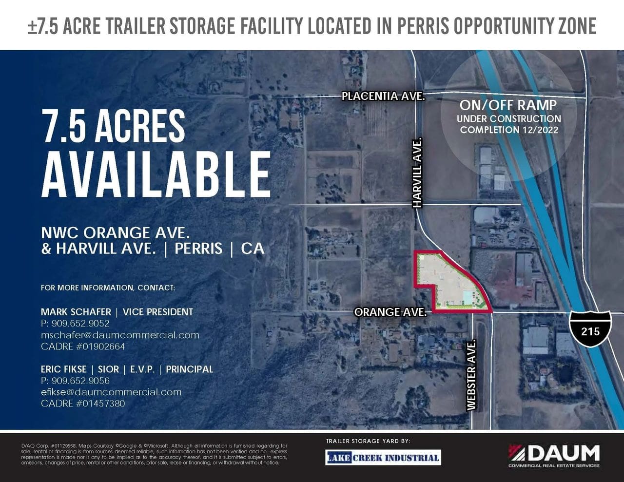 A map of the location of an orange avenue trailer park.
