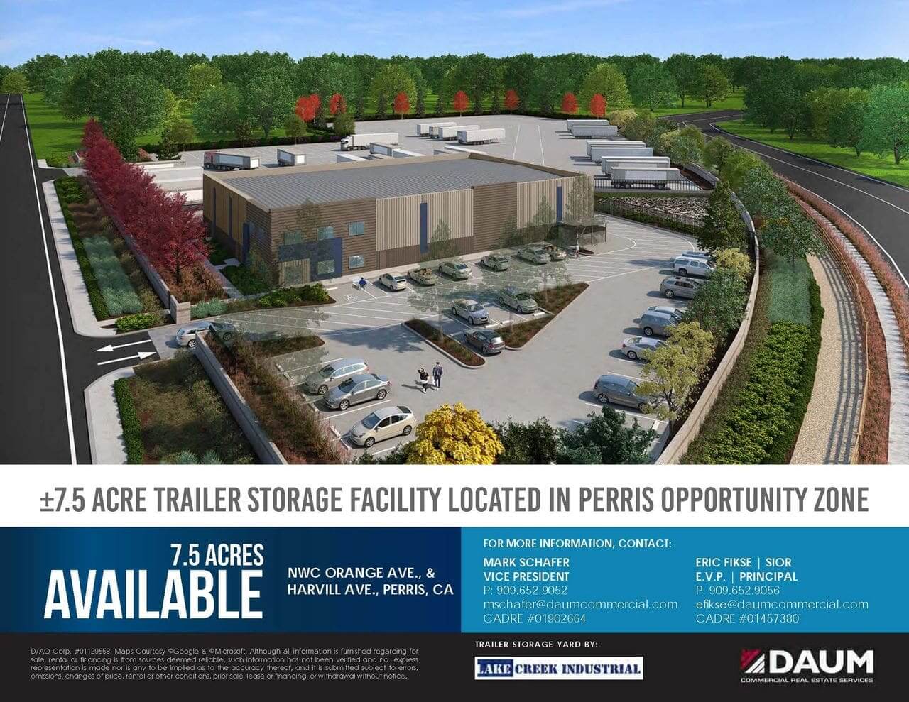 A rendering of the facility with an advertisement for a trailer storage facility.