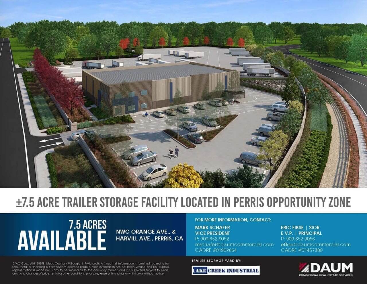 A rendering of the facility with an advertisement for the trailer.
