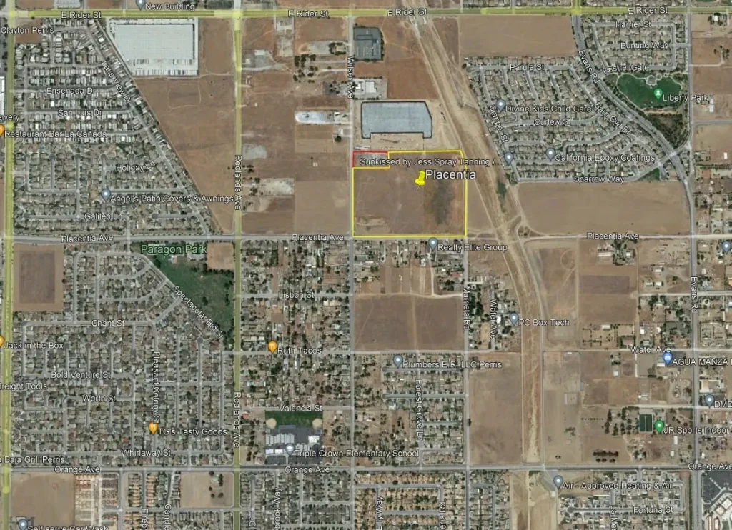A map of the area where there are many buildings.