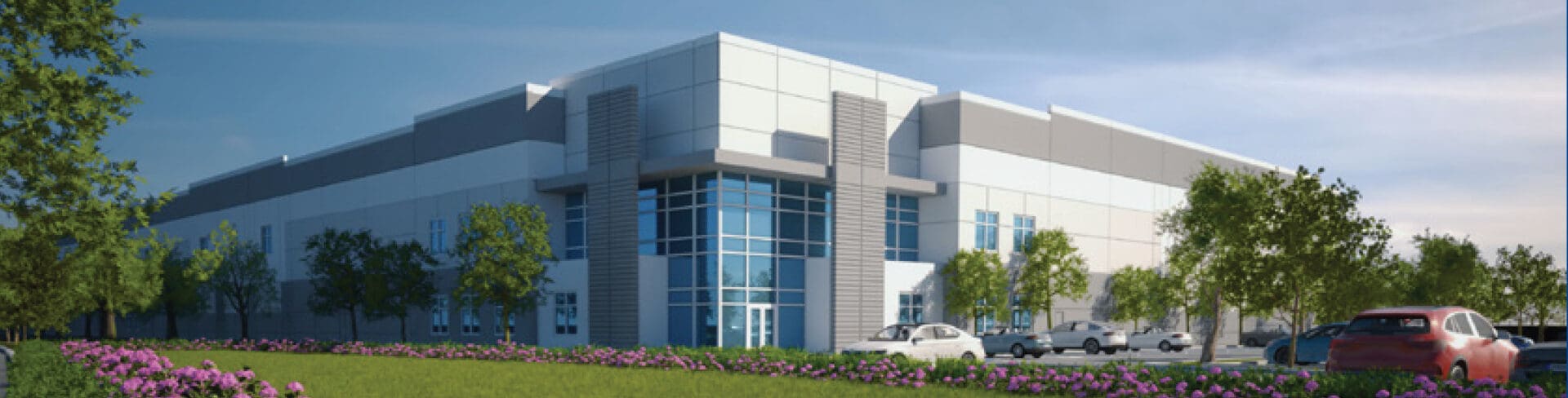 A rendering of the exterior of an industrial building.