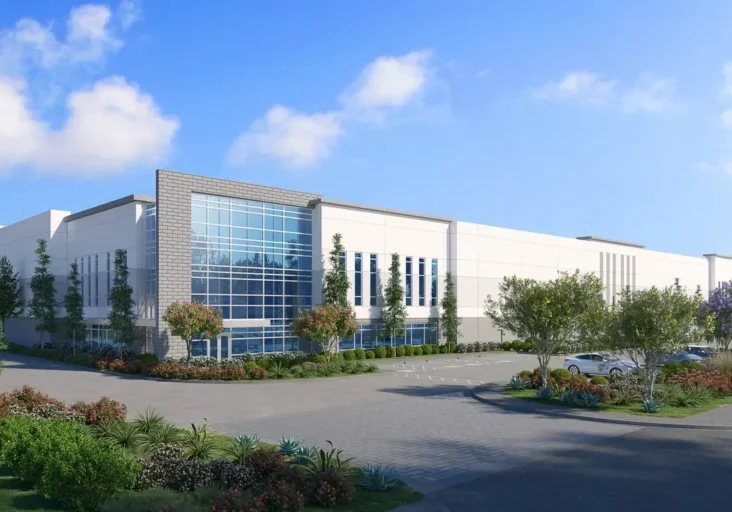 A rendering of the exterior of an industrial building.